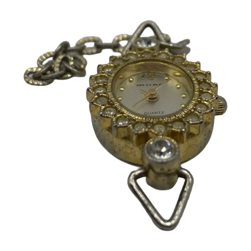 VTG Milan Ladies Quartz Watch Stone Decorated Gold Tone Needs Battery MLN1097